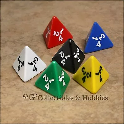 NEW Set Of 6 D4 Four Sided Game Dice RPG D&D Die - Six Opaque Colors Koplow  • $5.99