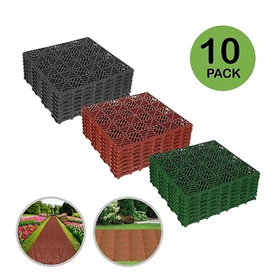 Plastic Garden Interlocking Tiles 10 X Non-Slip Patio Floor Decking Paving Slab • £12.75