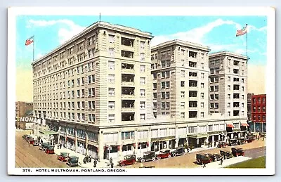 Postcard Hotel Multnomah Street View People Cars Portland Oregon C1920 Unposted • $2.95