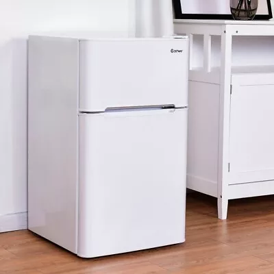 2 Door Mini Compact Stainless Steel Food Office Refrigerator 3.2 Cu Ft W/Freezer • $208.96