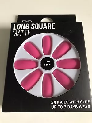 Hot Pink Long Square Matte False Nails  • £3.95