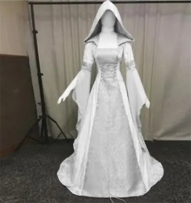 Women Medieval Hooded Dress Party Wedding Elven Queen Cosplay Costume Halloween • $36.26