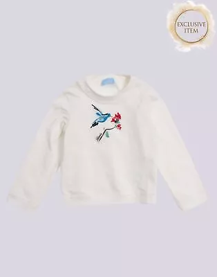 RRP€150 LANVIN Pullover Sweatshirt Size 3-4Y Embroidered Bird Made In Italy • £6.50