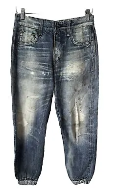 Rag & Bone Womens S Miramar Jogger Faux Denim Jean 3D Print Pull On Sweatpants • $114.99
