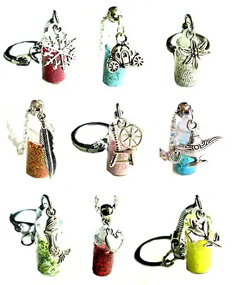 Disney Princess Fairy Dust Glitter Necklace Or Keyring Bottle Charm Glass • £6.99