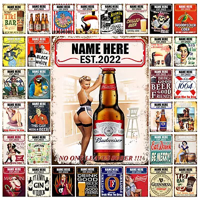£4.45 • Buy Bar Pub Personalised Metal Tin Sign Plaque Home Bar Man Cave Tiki Bar Signs M78