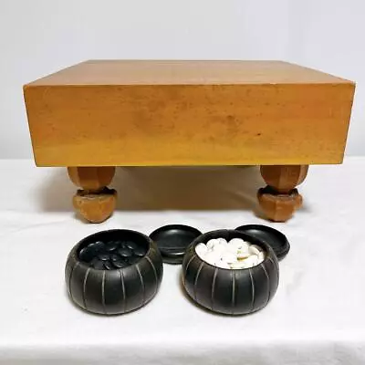 Japanese Go-Board Goban Legs & Go Stone IGO Game Old 45.5x41x24 Vintage Japan • $240