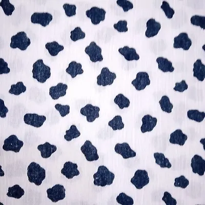 Fabric For All Light Wt Soft  Polyester  Crinkle Cream Black Dalmatian Print • £2.49