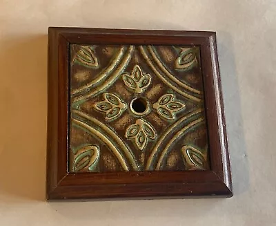Antique ARCHITECTURAL SALVAGE Tin Ceiling Tile Framed With Lighting Hole • $14.99
