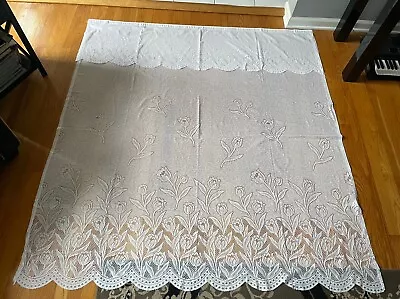 Vintage Lace Shower Curtain White Tulips Floral Scalloped Cottagecore 70x72 USA • £32.31