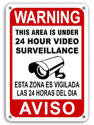 CCTV Warning Home Security Video Surveillance Camera Sign English/Spanish AVISO • $7.69