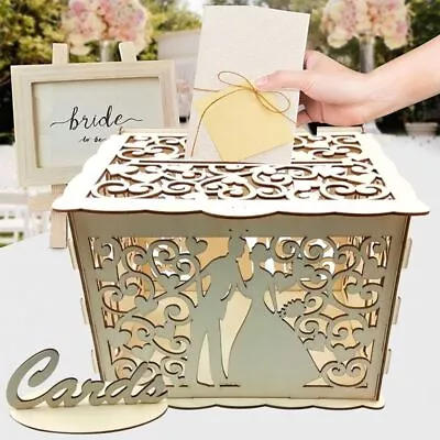 Wooden Wedding Gifts Card Boxes With Lock Envelope Sign Cards Wood Box • $25.20