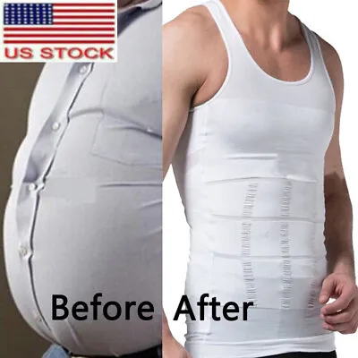 Men Body Slimming Tummy Shaper Underwear Shapewear Shirt Waist Girdle Shirt Vest • $14.79