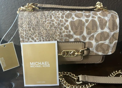 £145.06 • Buy Michael Kors Heather Giraff Print Chain Crossbody Bag NWT