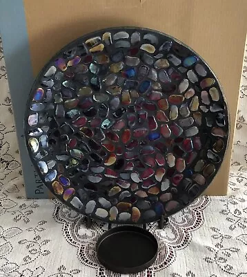 PartyLite AURORA MOSAIC Wall Sconce P90975 Iridescent Candle Glass Holder Plate • $34.50