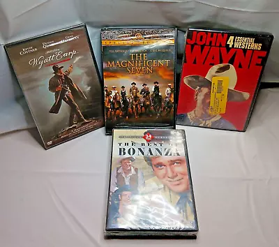 NEW DVD Lot (4) Cowboys Westerns Magnificent Seven Wyatt Earp John Wayne Bonanza • $3