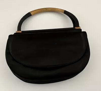 ESTATE JUDITH LEIBER For BONWIT TELLER BLACK SUEDE AND SATIN HANDBAG RARE! • $275