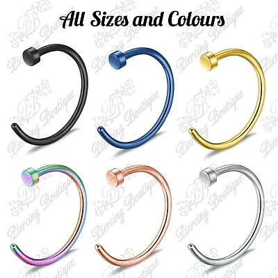 Nose Hoop Ring Colour Anodised Lip Rings With Flat End Stopper • £1.99