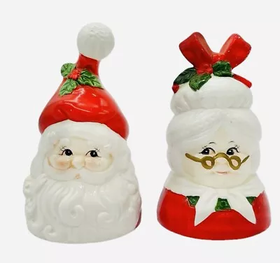 Vintage Santa Claus & Mrs Claus Duo Ceramic Decorative Bells 5” Tall Christmas • $19.99