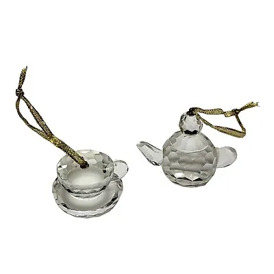 Vintage Glass Ornaments Teapot Cup Mug Pair Of Two Good Condition  • $11.99
