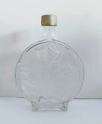 Round Maple Leaf Glass Maple Syrup Bottle With Screw Top  • $12