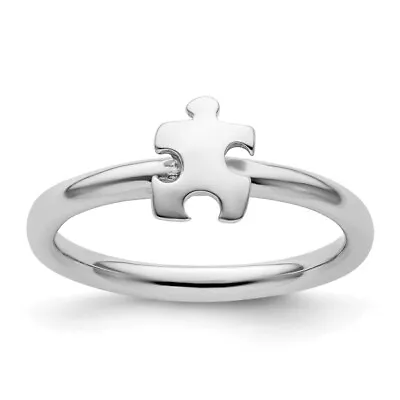 925 Sterling Silver Stackable Awareness Puzzle Piece Ring • $82