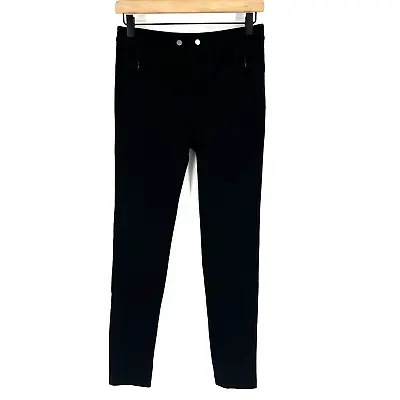 Vince Ski Dress Pants Size 2 Womens Black Ponte Skinny Leg Stretch Knit Pockets • $26.99