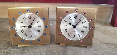 Pair Of Vintage PHINNEY WALKER Jeweled Rhinestone Alarm Clocks • $55