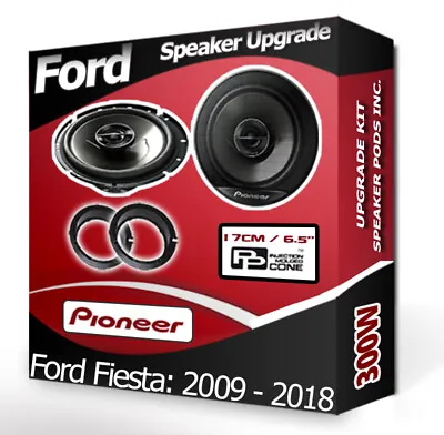 Ford Fiesta Front Door Speakers Pioneer Car Speakers + Adapter Rings Pods 300W • £71.99