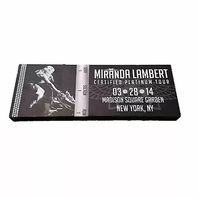 Miranda Lambert Madison Square Garden Ticket Canvas 28”x10”x3” • $65