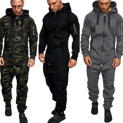 Mens Casual Romper Long Sleeve Playsuit Work Jumpsuit Overalls Cargo Long Pants • $67.75