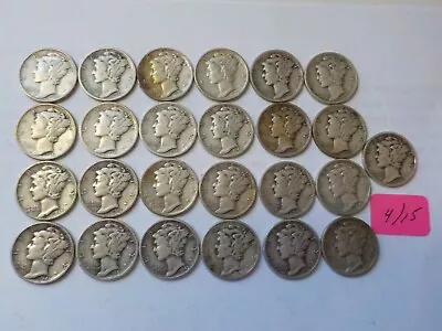 Lot Of 25 - American Dime Coins - Ten Cents -  Mercury   - 1943 • $36