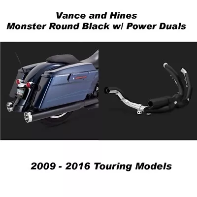 Vance & Hines Touring Monster Round Slip-ons Black Power Duals 09-16 Touring • $1224.99