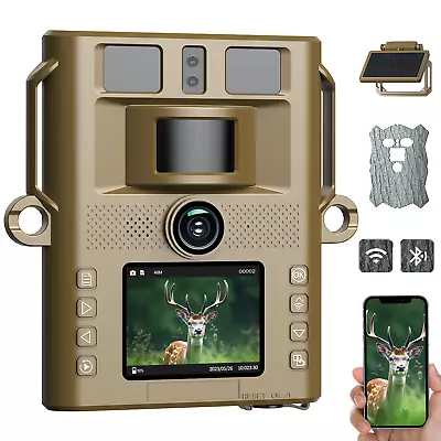 4K 46MP Solar Trail Camera Wildlife Camera WiFi Hunting Covert Color 950nm IP66 • $101.54