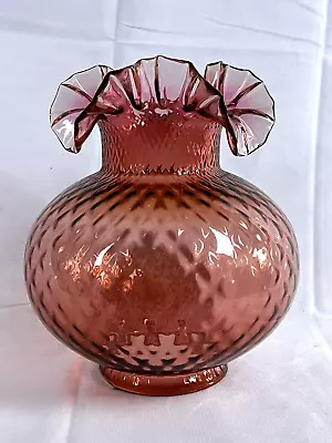 Vintage Vianne French Glass Lamp Shade Amber Ruffled Top Victorian Deco 3 7/8  F • $69.95