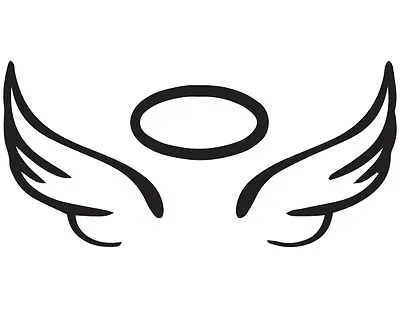 ANGEL WING HALO VINYL CAR DECAL In Memory RIP GLASS 5  X 2.25  STICKER • $3.99