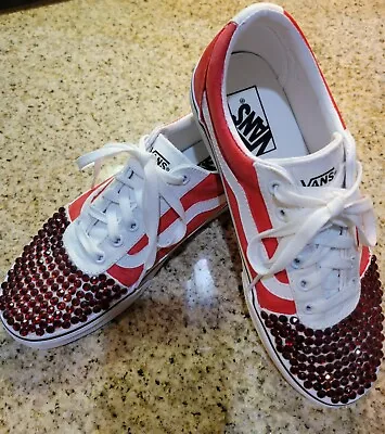 Womens Vans Old Skool Red And Crystal Size 8.5 Sneakers • $35.99