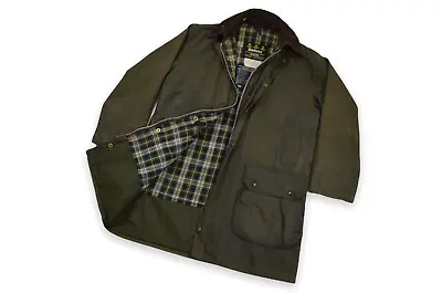 $125 • Buy Men’s Barbour Border Waxed Jacket Vintage A200 Green England Classic Size C38/97
