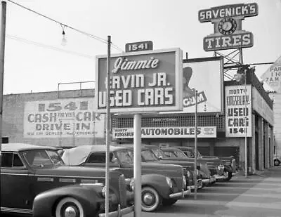 1942 Used Car Lot Hollywood California Vintage Old Photograph 8.5  X 11  Reprint • $13