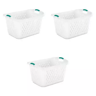 2.7 Bushel Laundry Basket Plastic With Handles & Wide Opening White Set Of 3 • $33.99