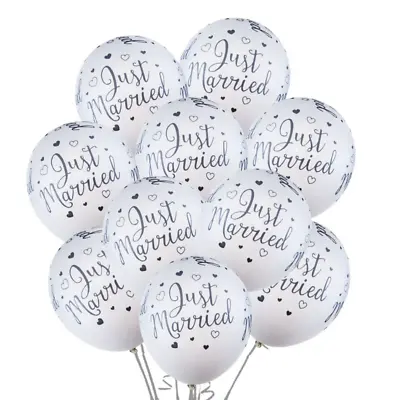 £2.99 • Buy Just Married Balloons Latex Wedding Party Mr Mrs Love Hearts Balloon 12  UK 
