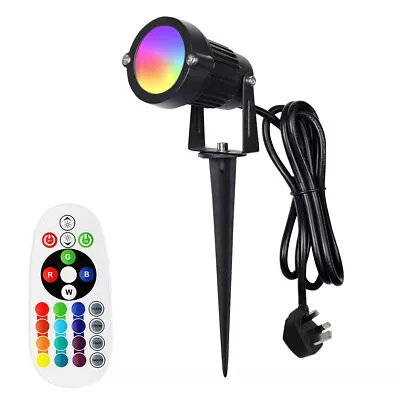 Outdoor LED Stake Lights Remote RGB Color Changing Landscape Path Spotlight Yard • £14.51