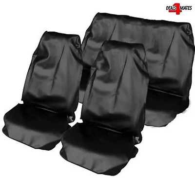 Black Heavy Duty Waterproof Full Set Car Seat Covers Protectors Universal Dog  • £13.93