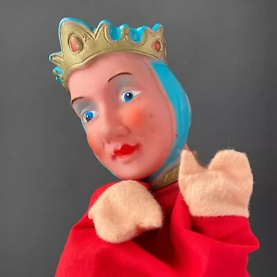 QUEEN Of Hearts Hand Puppet ~ 1980s Vintage German Rubber Plastic Head Fairy Toy • $25