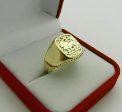 14K Yellow Gold Finish Lion Signet Vintage Men's Special Wedding Party Ring • $214.99