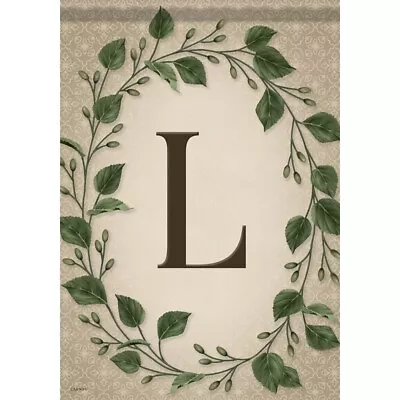 MONOGRAM INITIAL Letter L Ivy Wreath Dura Soft Garden Flag 12.5  X 18  Carson • $15.99