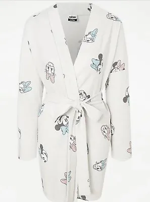 Disney Daisy Duck & Minnie Mouse Dressing Gown Robe Light Grey UK Sizes S-XL • £26.99