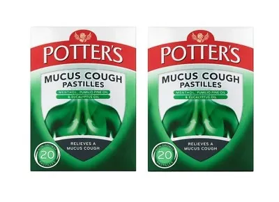 £6.99 • Buy Potter's Mucus Cough Relive Catarrh Coughs & Colds Potters 20 Pastilles X 2