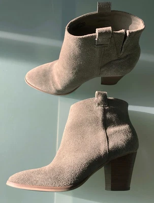 £22 • Buy J. Crew Heeled Suede Leather Ankle Boots Fawn Grey Small Size UK 6 (US 8)