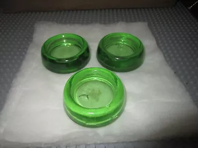 Hazel Atlas Green Uranium Glass Furniture Coasters Set Of 3--good Condition • $20